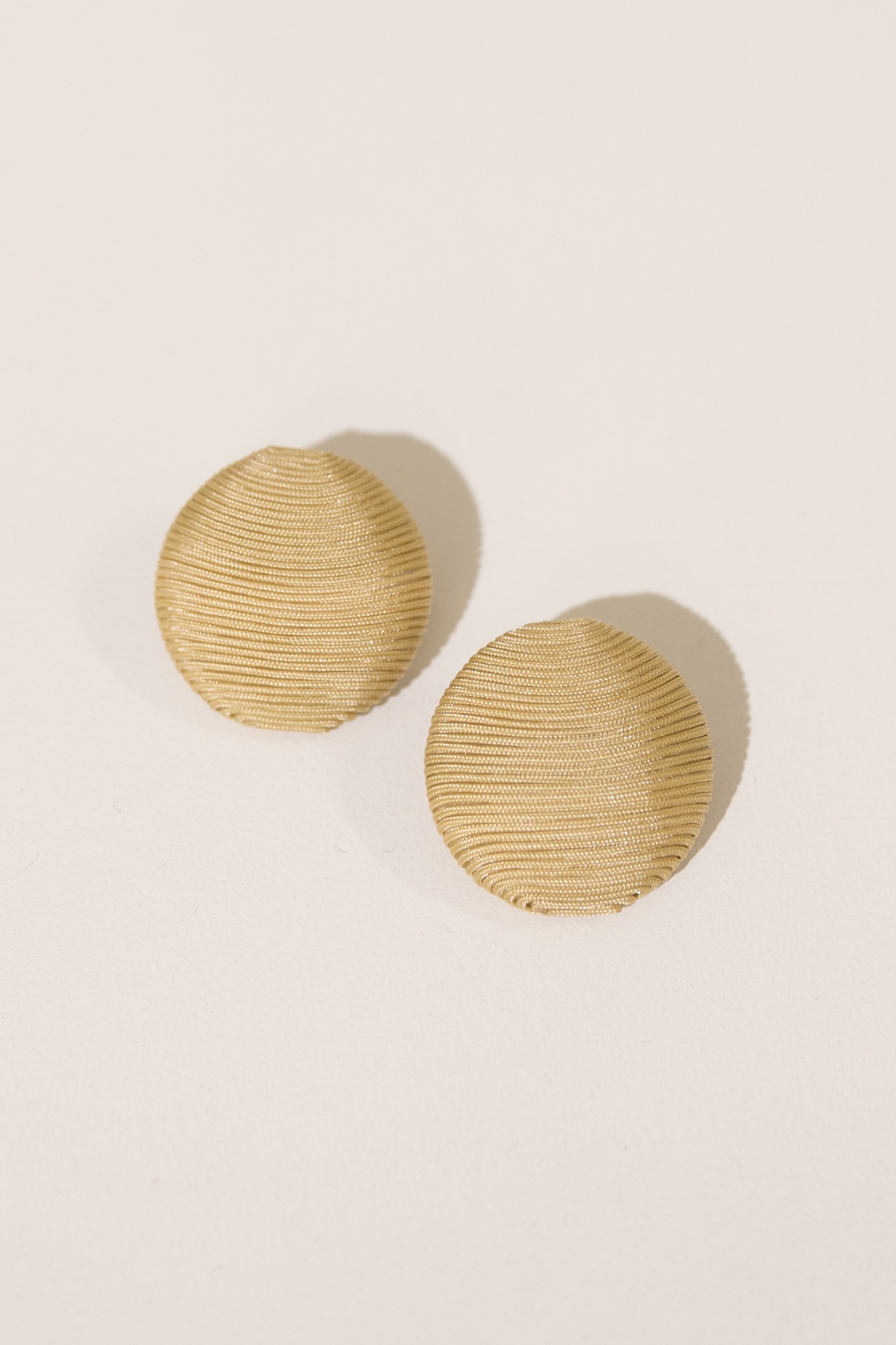 Thread Ball Earring, Beige