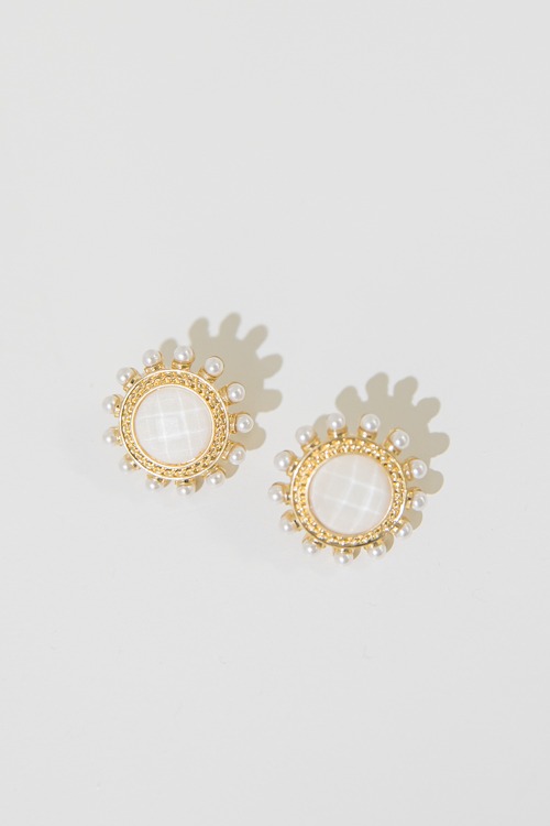 Golden Drop Earring, White