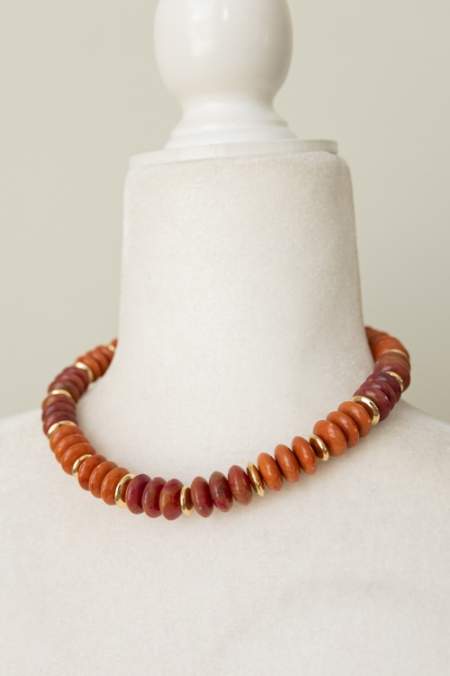 Marble Beaded Necklace, Orange