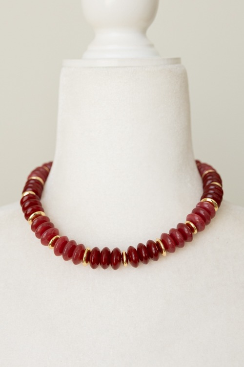 Marble Beaded Necklace, Red