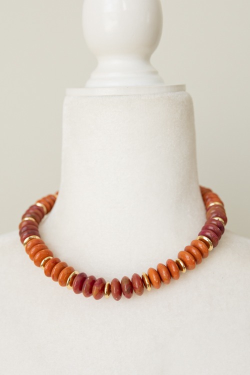 Marble Beaded Necklace, Orange - 4K7A4614.jpg