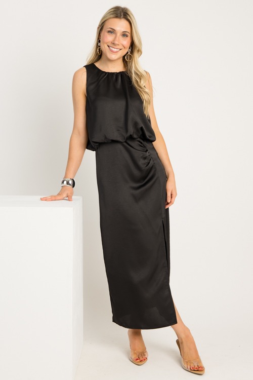 Elegant Satin Maxi, Black