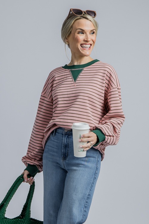 Conner Stripe Pullover, Blush