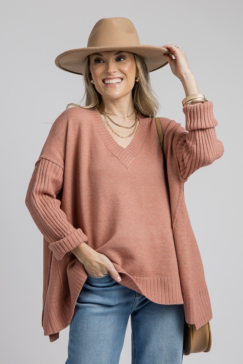 Rib Detail Sweater, French Mauve