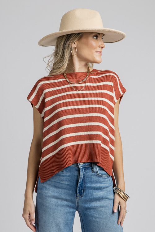 Adley Stripe Sweater, Rust