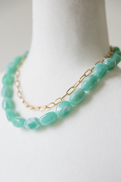 Resin Beaded Necklace, Green - 4K7A4908.jpg
