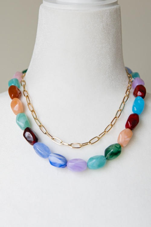 Resin Beaded Necklace, Multi