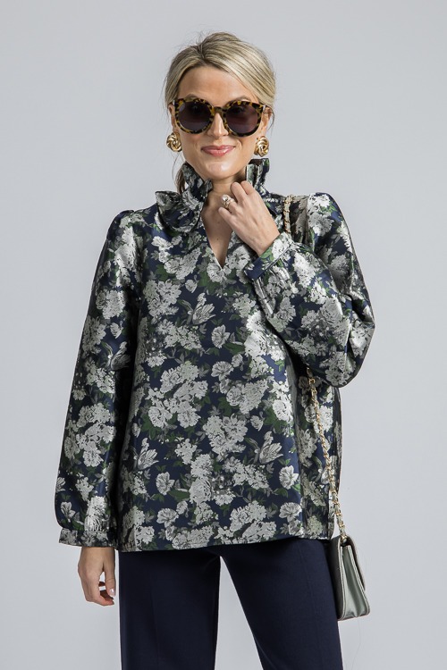 Gorgeous Floral Blouse, Navy