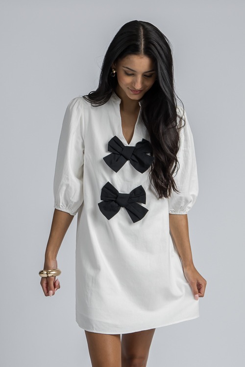 Bow Contrast Dress, Ivory/Black - 4K7A5176 crop above knees.jpg