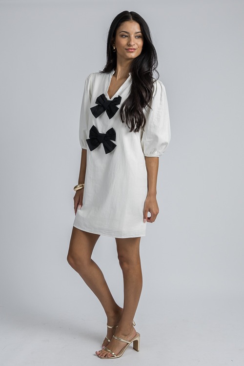 Bow Contrast Dress, Ivory/Black - 4K7A5178.jpg