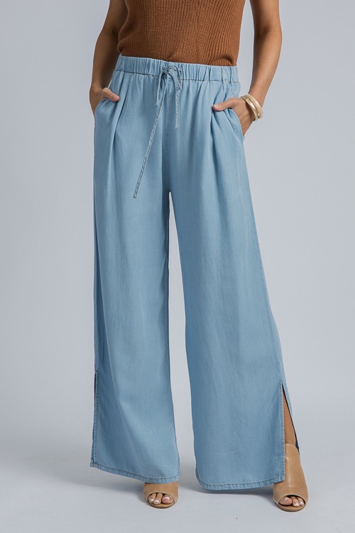 Slit Leg Chambray Pants, Lt. De - 4K7A5239.jpg