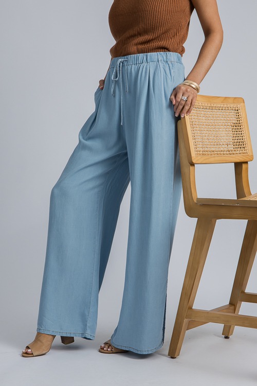 Slit Leg Chambray Pants, Lt. De - 4K7A5252.jpg