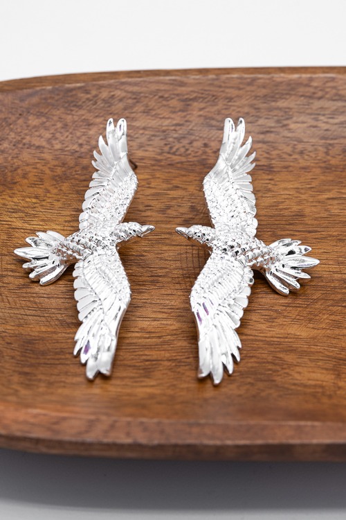 Flying Eagle Earrings, Silver - 4K7A5407.jpg