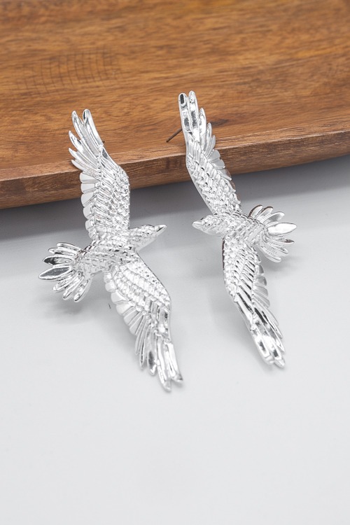 Flying Eagle Earrings, Silver - 4K7A5410.jpg