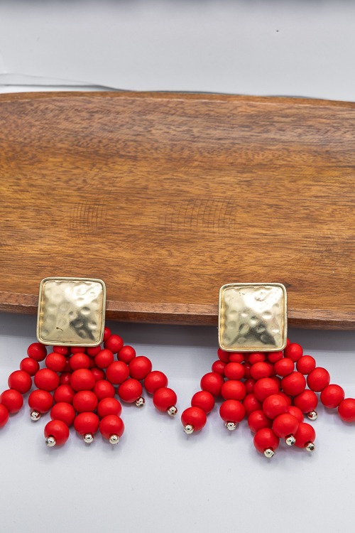 Square & Wood Earrings, Red - 4K7A5505.jpg