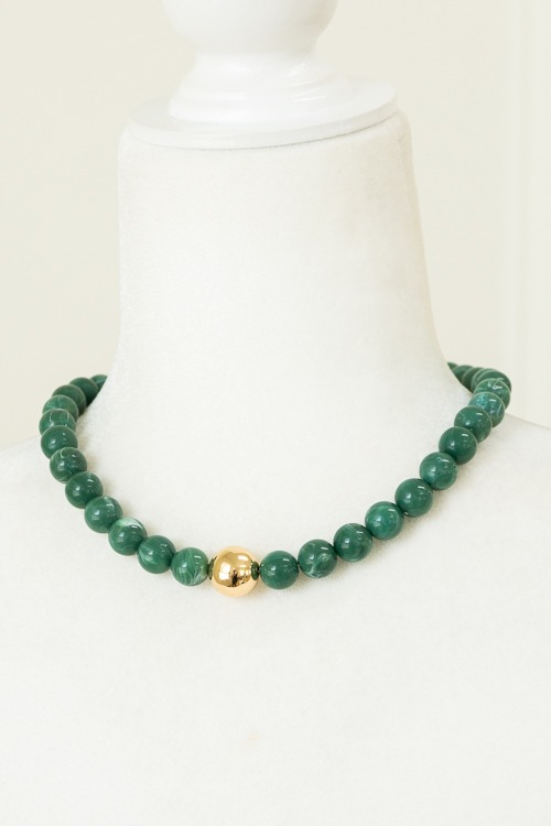 Accent Beaded Necklace, Green - 4K7A5516.jpg