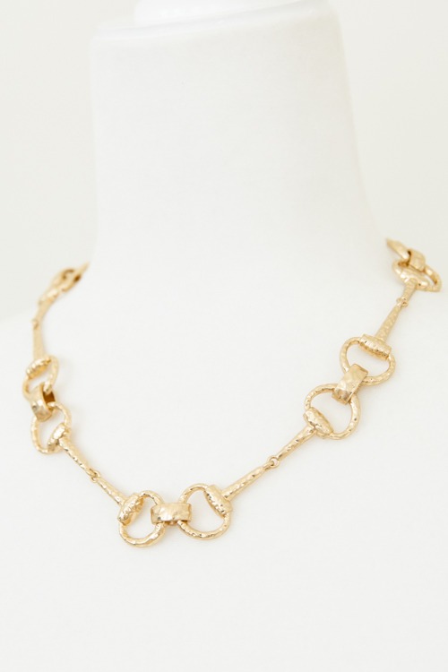 Linked Horsebit Necklace, Gold