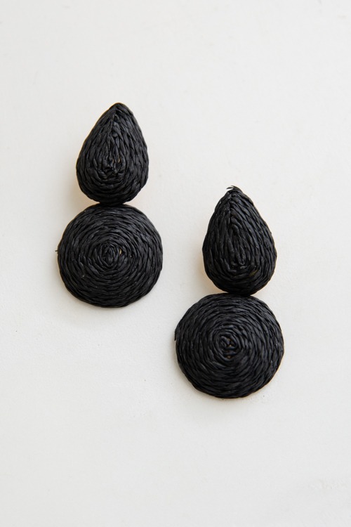 Raffia Teardrop Earring, Black