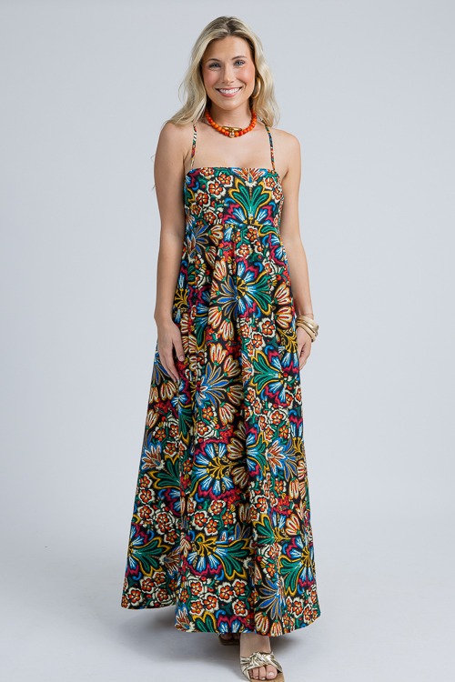 Bold Floral Maxi, Black Multi