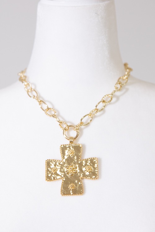 Cross Pendant Necklace, Gold