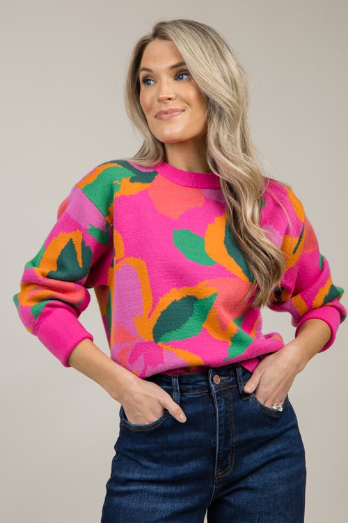 Fresh Pick Sweater, Fuchsia Multi