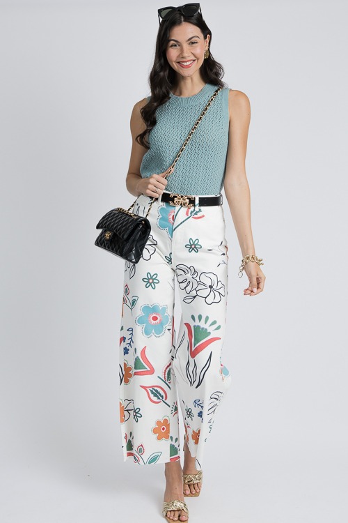 Flower Print Twill Pants, White - 4K7A6668- (3).jpg