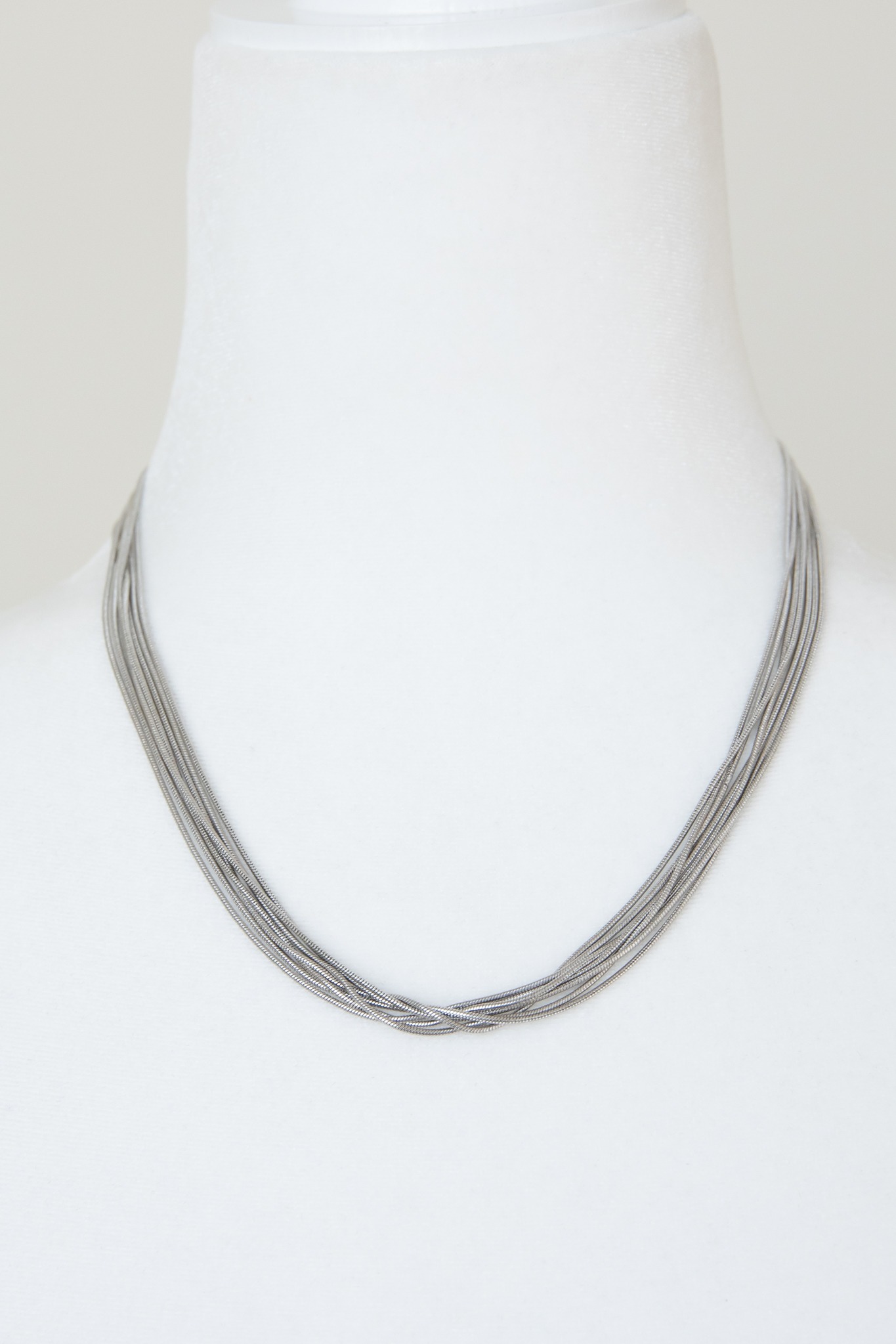 7 Row Snake Chain Necklace, Silver