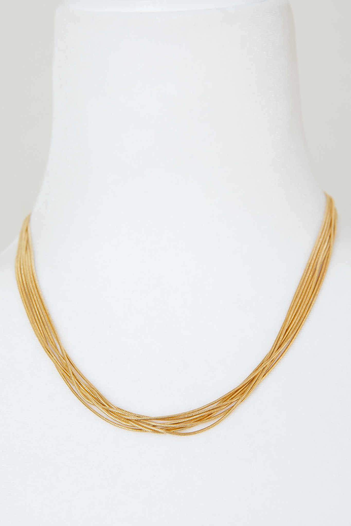7 Row Snake Chain Necklace, Gold