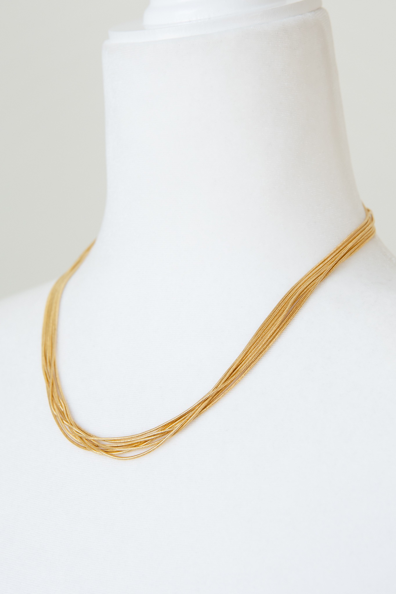 7 Row Snake Chain Necklace, Gold - 4K7A6736.jpg
