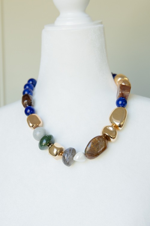 Mix & Match Stone Necklace, Navy