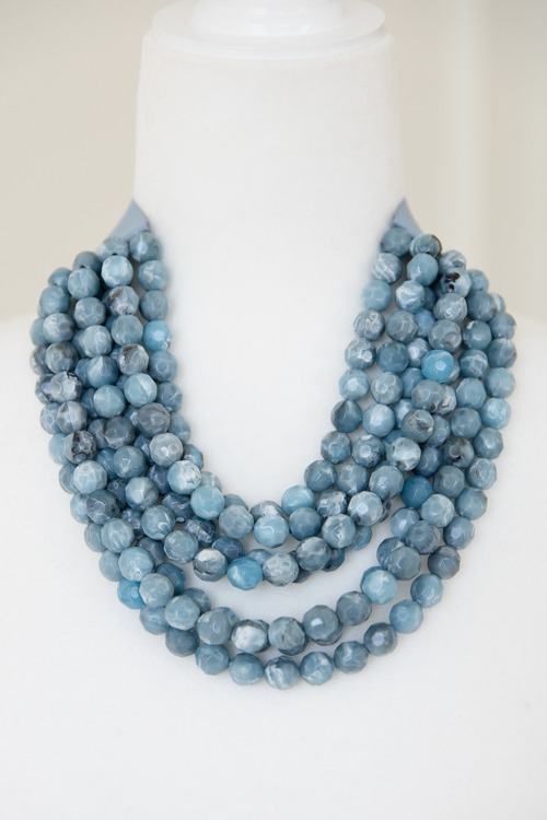 Nelly Beaded Necklace, Blue