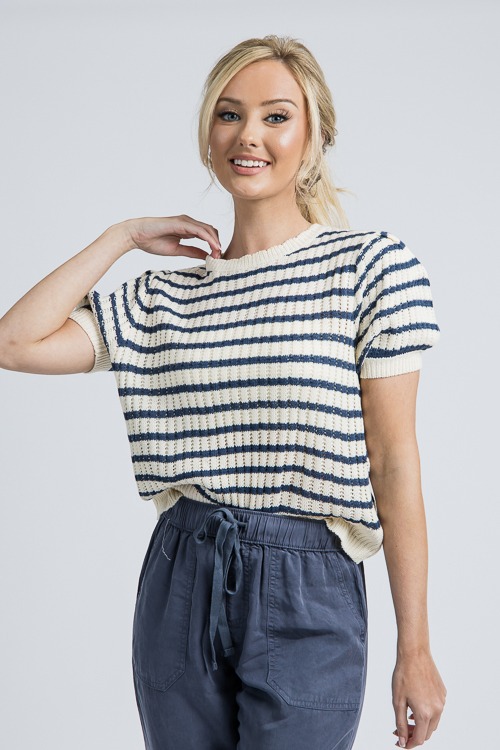 Smith Stripe Sweater, Ivory/Navy