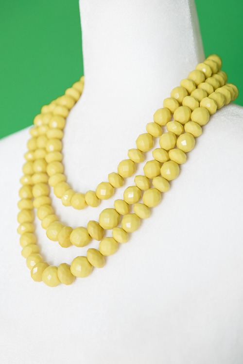 Bead Layered Necklace, Yellow