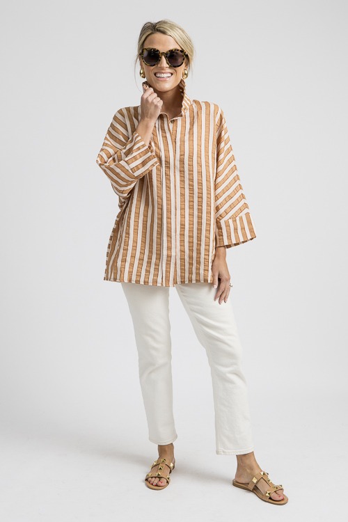 Textured Stripes Shirt, Camel