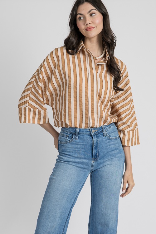 Textured Stripes Shirt, Camel - 4K7A7062- (3).jpg