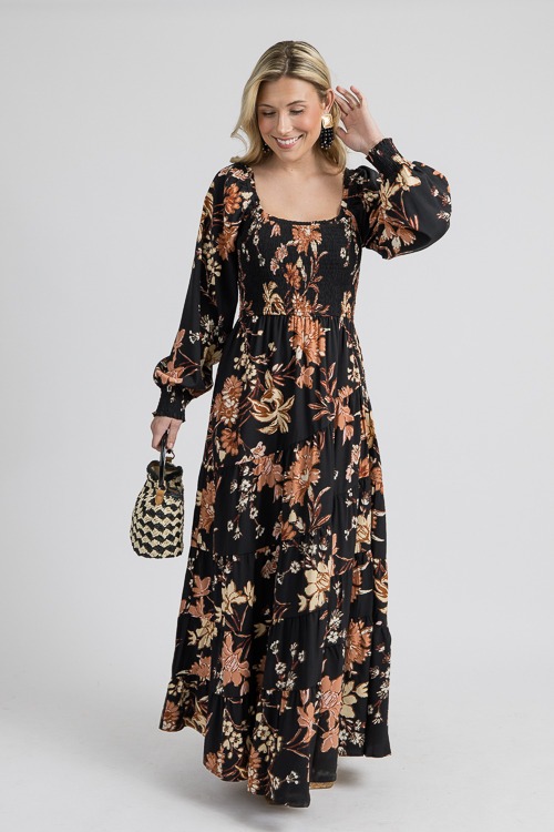 Gabriella Floral Maxi, Black