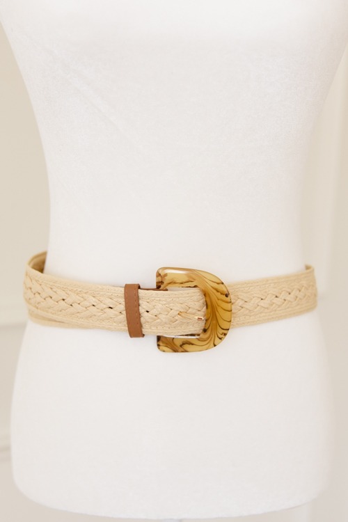 Woven Straw Buckle Belt