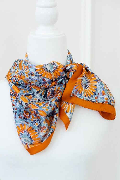 Abstract Floral Scarf, Orange