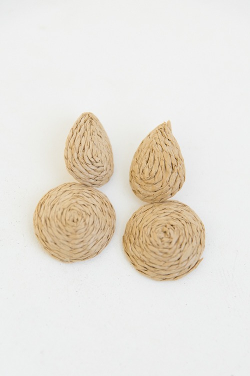 Raffia Teardrop Earring, Brown