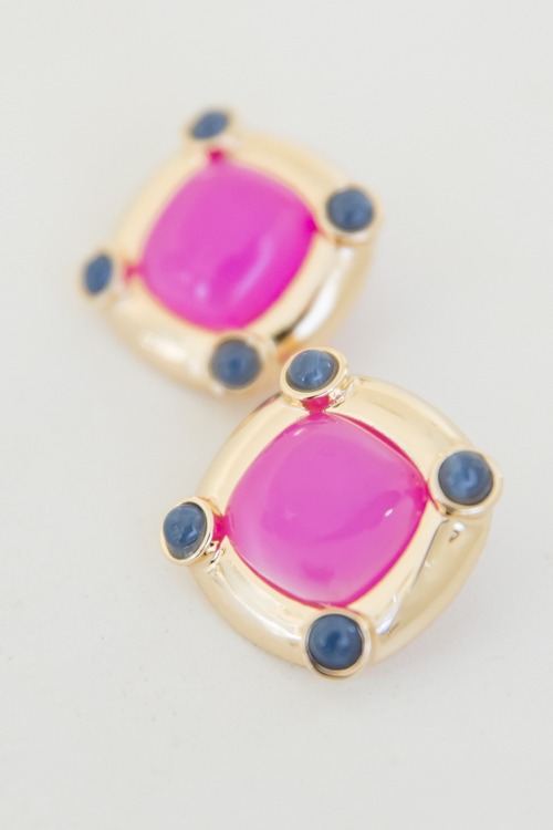 Color Mix Square Earrings, Pink - 4K7A7353.jpg