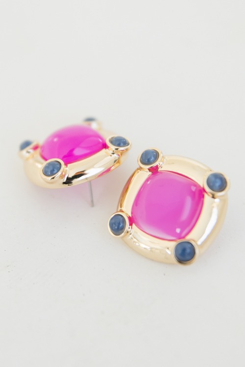 Color Mix Square Earrings, Pink - 4K7A7357.jpg
