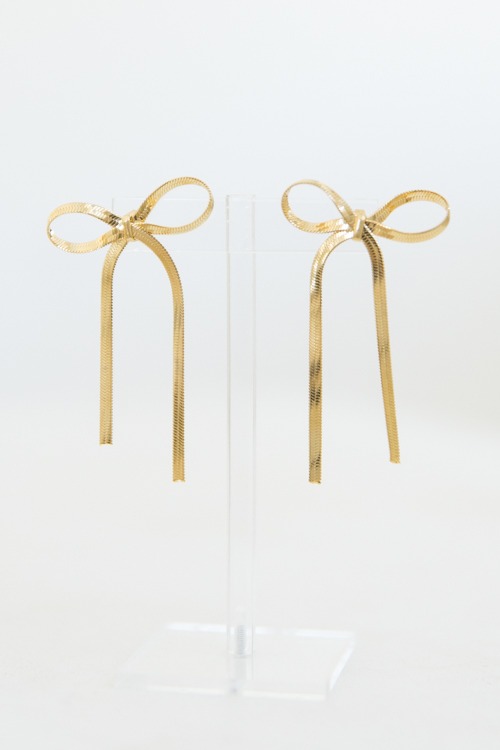 Bow Earrings, Gold