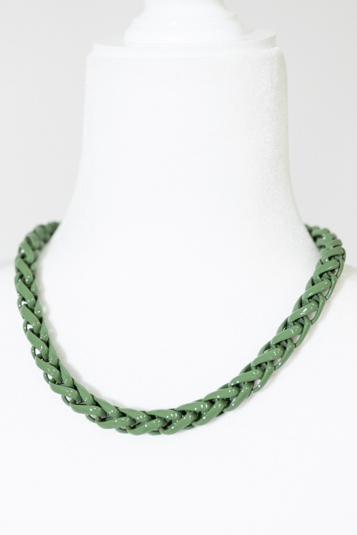 Coated Chain Necklace, Olive
