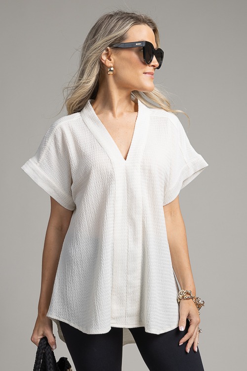 Haley Texture Top, White