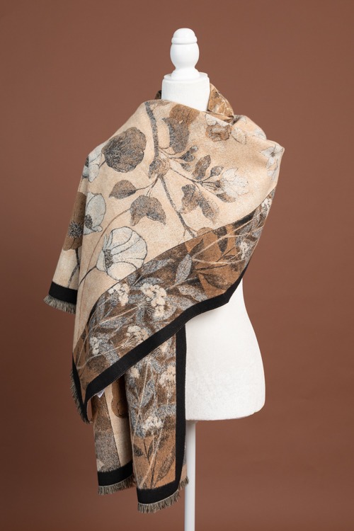 Vintage Floral Scarf, Khaki Beige - 4K7A7973.jpg