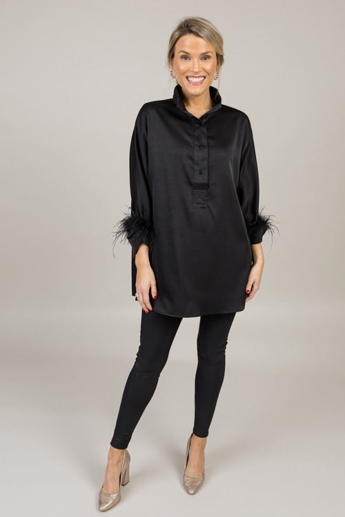 Feather Sleeve Tunic Shirt, Black - 4K7A8021.jpg