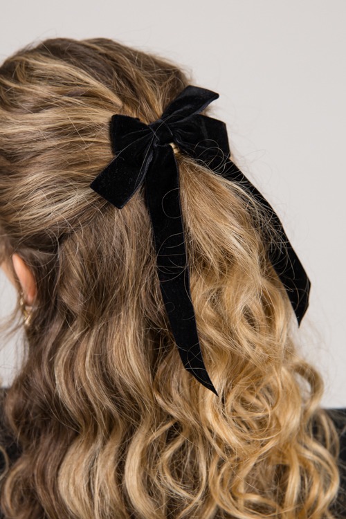 Velvet Bow Clip, Black