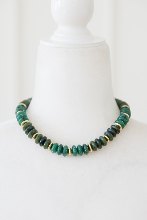 Marble Beaded Necklace, Green