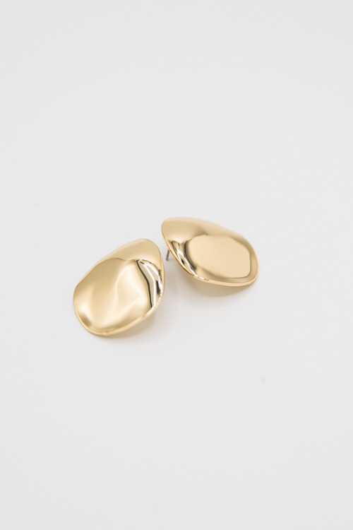 Round Hammer Earrings, Gold