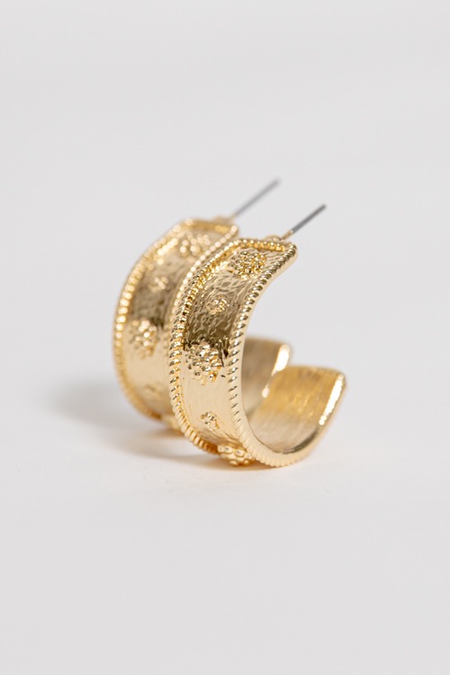 Tania Textured Hoops, Gold